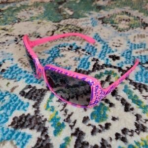 Midwood Brands Y2K 2000s Rhinestone Zebra Printed Pink Purple Sunglasses